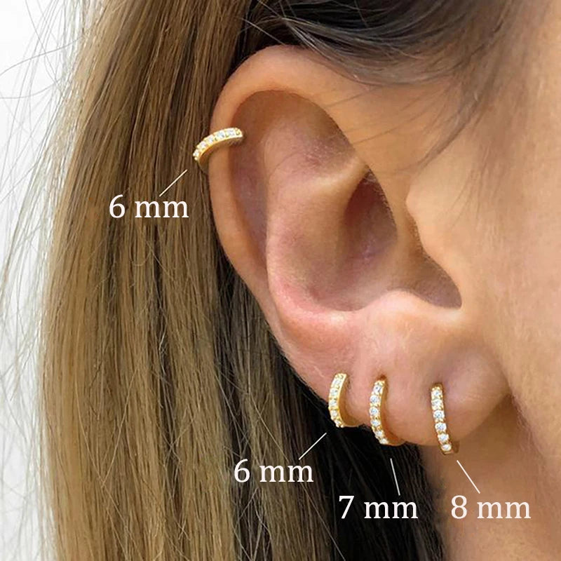 2PCS Stainless  Hoop Earrings Crystal Jewelry