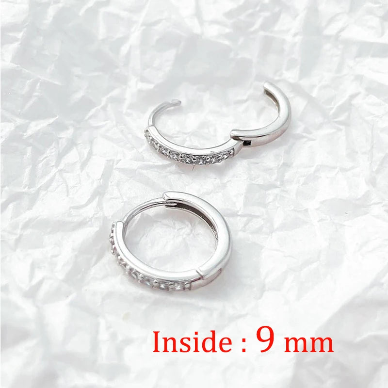 2PCS Stainless  Hoop Earrings Crystal Jewelry